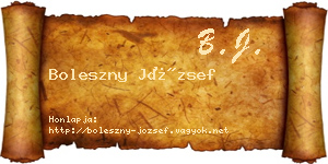 Boleszny József névjegykártya